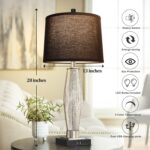 QiMH Table Lamps Set of 2, Bedroom Lamp with USB A+C Charging Ports, Modern Glas... - Image 4