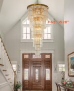 Grand Luxury Crystal Chandelier for High Ceiling Foyer, 37-Light Copper Round St... - Image 5