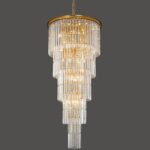 Grand Luxury Crystal Chandelier for High Ceiling Foyer, 37-Light Copper Round St... - Image 8