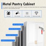 Polup White Kitchen Pantry Cabinet, 71 Inch Tall Metal Storage Cabinet with Door... - Image 5