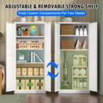 Polup White Kitchen Pantry Cabinet, 71 Inch Tall Metal Storage Cabinet with Door... - Image 6