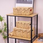 LUSYDECO Set of 3 Scalloped Edge Wicker Basket with Lid, Rectangle Wicker Storag... - Image 3