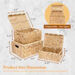 LUSYDECO Set of 3 Scalloped Edge Wicker Basket with Lid, Rectangle Wicker Storag... - Image 5