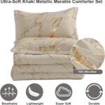 WONGS BEDDING Gold Metallic Marble Khaki Comforter Set California King Foil Prin... - Image 4