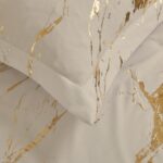WONGS BEDDING Gold Metallic Marble Khaki Comforter Set California King Foil Prin... - Image 7