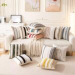 Boho Throw Pillow Covers 18x18 Set of 2 Farmhouse Decorative Cushion Case Stripe... - Image 5