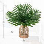 Fake Plants 14.2" Faux Palm Plant in Glass Vase, Realistic Tropical Fake Palm Ho... - Image 3