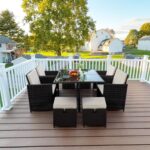 Yaheetech 9-Piece Patio Dining Sets, Outdoor Space Saving Rattan Chairs with Gla... - Image 5