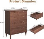 ARTPOWER Tall 5 Drawer Dresser for Bedroom, Mid-Century Modern Wood Chest with S... - Image 3