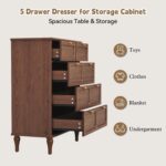 ARTPOWER Tall 5 Drawer Dresser for Bedroom, Mid-Century Modern Wood Chest with S... - Image 4