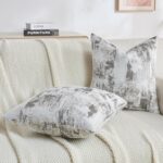 FUTEI Pack of 2 Faux Cashmere Jacquard Throw Pillow Covers 20x20 Inch Soft Marbl... - Image 6