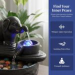 Ceramic Elephant Tabletop Water Fountain – Small Indoor Fountain with LED Light,... - Image 5