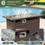 Aoxun 8 Piece Patio Furniture Set with 44” Fire Pit Table Wicker Rattan Outdoor ... - Image 5
