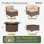 Aoxun 8 Piece Patio Furniture Set with 44” Fire Pit Table Wicker Rattan Outdoor ... - Image 7
