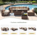 Aoxun 8 Piece Patio Furniture Set with 44” Fire Pit Table Wicker Rattan Outdoor ... - Image 8