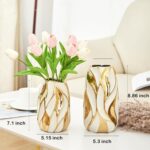 Cream White Ceramic Vase for Flowers, Gold Flower Vase Modern Home Decor, Small ... - Image 4