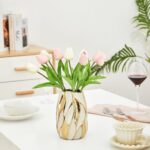 Cream White Ceramic Vase for Flowers, Gold Flower Vase Modern Home Decor, Small ... - Image 5
