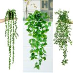 Sggvecsy Fake Hanging Plants 6 Pack Artificial Hanging Eucalyptus Plants Potted ... - Image 5
