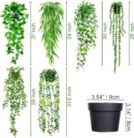 Sggvecsy Fake Hanging Plants 6 Pack Artificial Hanging Eucalyptus Plants Potted ... - Image 6