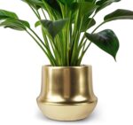 Brass Gold Plant Pot Indoor Planter Small Flower Pot 6 inch Ceramic Plant Flower... - Image 3
