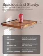 BATODA 16” x 12” Acacia Deep Floating Shelves, Large Extra Wooden Floating Shelv... - Image 3