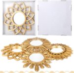 Dandat Set of 4 Gold Mirrors for Wall Decor Small Circle Flowers Mirrors Decorat... - Image 3