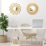 Dandat Set of 4 Gold Mirrors for Wall Decor Small Circle Flowers Mirrors Decorat... - Image 5