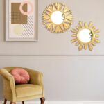 Dandat Set of 4 Gold Mirrors for Wall Decor Small Circle Flowers Mirrors Decorat... - Image 6