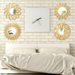 Dandat Set of 4 Gold Mirrors for Wall Decor Small Circle Flowers Mirrors Decorat... - Image 7