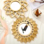 Dandat Set of 4 Gold Mirrors for Wall Decor Small Circle Flowers Mirrors Decorat... - Image 8