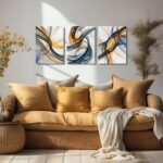Abstract Wall Decor for Living Room Modern Prints Wall Art Bedroom 3 Piece Canva... - Image 4
