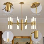 Modern Gold Chandelier 20-Light, Luxury Round Sputnik Chandeliers with Acrylic S... - Image 5