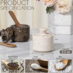 Beige Marble Salt Cellar with Lid (3.5oz) - Scratch-resistant & Easy-to-Clean Sa... - Image 5