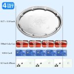 4-Pack 15.7" x 11.8" Silver Serving Trays for Party Set - Oval Floral Engraved S... - Image 4