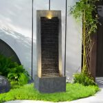 TITIMO 49.6''H Cascading Rock Water Fountain Outdoor Garden Waterfall with Light... - Image 8