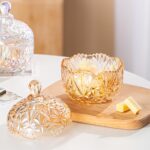 Colorful Crystal Glass Candy Snack Barrel Storage Jar Embossed Luxury Cookie Buf... - Image 4