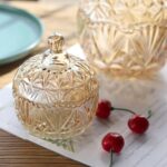 Colorful Crystal Glass Candy Snack Barrel Storage Jar Embossed Luxury Cookie Buf... - Image 5