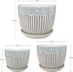 Ton Sin Grey Flower Pots, Texture Planter for Indoor Plants Set of 3 Ceramic Flo... - Image 3