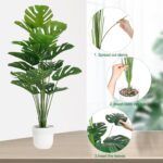 SAJANDAS Set of 2 Artificial Monstera Deliciosa Plants in Pots, Fake Tropical Tr... - Image 5