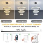 Modern Crystal Chandelier 36W Dimmable LED Ceiling Light Fixture with Remote Lux... - Image 7