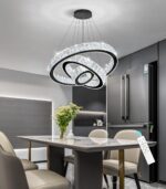 Modern Crystal Chandelier 36W Dimmable LED Ceiling Light Fixture with Remote Lux... - Image 8