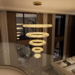 HAIXIANG Modern Chandelier 8"+16"+24"+32"+40" 5 Rings Crystal LED Dimmable Light... - Image 4