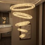 HAIXIANG Modern Chandelier 8"+16"+24"+32"+40" 5 Rings Crystal LED Dimmable Light... - Image 5