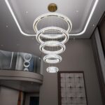 HAIXIANG Modern Chandelier 8"+16"+24"+32"+40" 5 Rings Crystal LED Dimmable Light... - Image 7