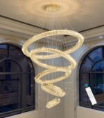 HAIXIANG Modern Chandelier 8"+16"+24"+32"+40" 5 Rings Crystal LED Dimmable Light... - Image 9