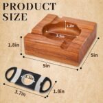 Premium Wooden Cigar Ashtray with Cigar Cutter, Large Cigarette Ash Tray Set wit... - Image 3