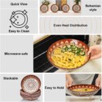 Yeacccng Bohemian Pasta Bowls Set of 6, 8.5 Inch 35 Oz Ceramic Serving Bowls, Br... - Image 7