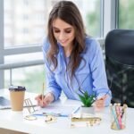 EOOUT Gold Office Supplies Set Desk Accessories, Acrylic Stapler Set Staple Remo... - Image 6