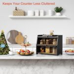 Goozii Large Bread Box for Kitchen Countertop, Black Bread Storage Container for... - Image 4