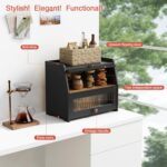 Goozii Large Bread Box for Kitchen Countertop, Black Bread Storage Container for... - Image 5